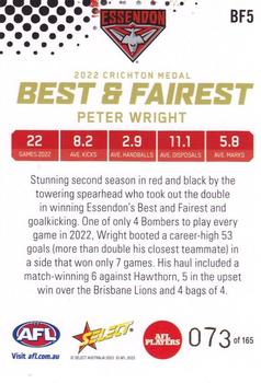 2022 Select Best & Fairest #BF5 Peter Wright Back